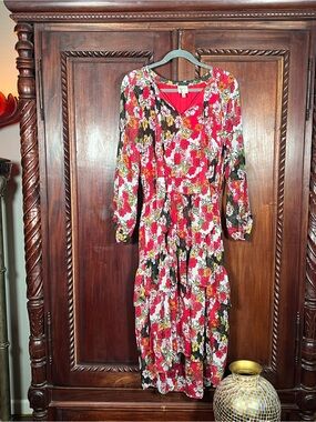 NWOT Never Worn.  Fig & Flower Red Tiered Boho High Low Smocked Waist Dress XL